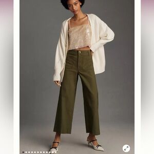 ANTHROPOLOGIE The Colette Cropped Wide-Leg Pants by Maeve - Color Holly- 2 Sizes